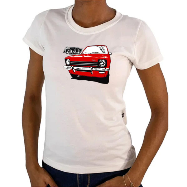 Camiseta Baby Look Chevette vermelho primeira geracao pintura - Imagem 4