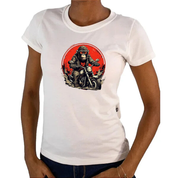 Camiseta Baby Look Chimpanze motoqueiro radical - Imagem 4