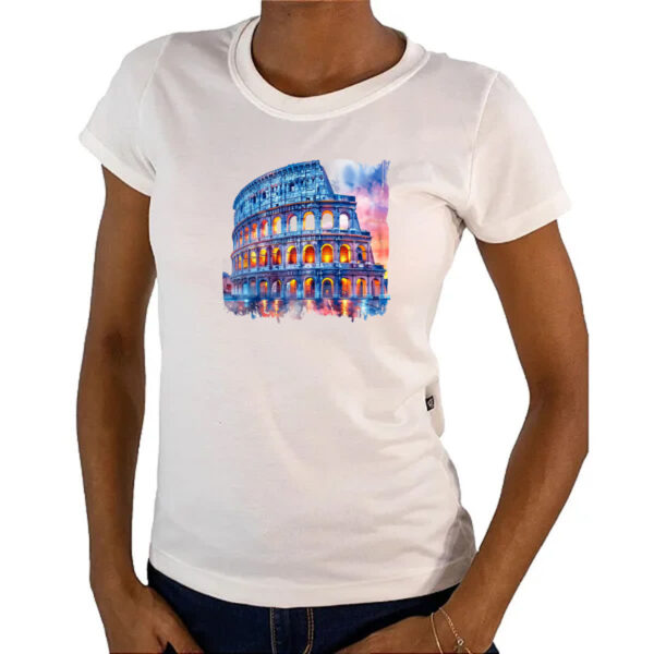 Camiseta Baby Look Coliseu watercolor - Imagem 4