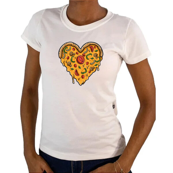 Camiseta Baby Look Coracao de pizza - Imagem 4