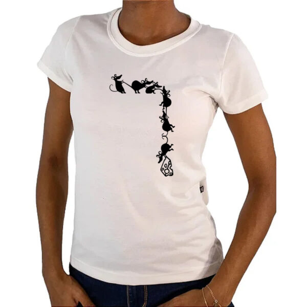 Camiseta Baby Look Corda de ratos roubando queijo - Imagem 4