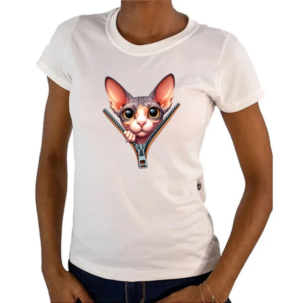 Camiseta Baby Look Cornish Rex no ziper - Imagem 4
