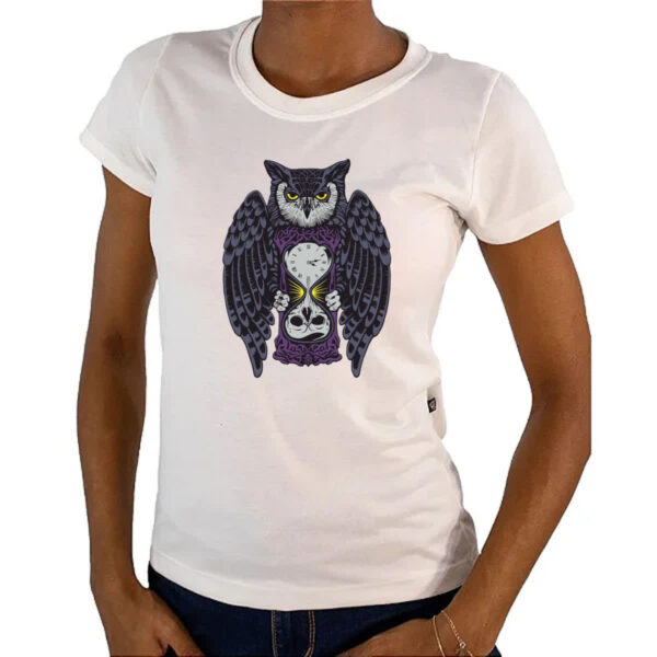 Camiseta Baby Look Coruja do tempo - Imagem 4