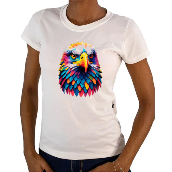 Camiseta Baby Look Aguia colorida color art - Imagem 4