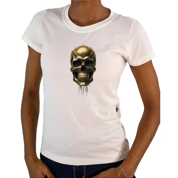 Camiseta Baby Look Cranio de ouro - Imagem 4