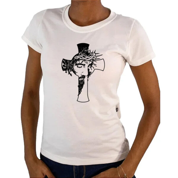 Camiseta Baby Look Cruz - Jesus - Imagem 4