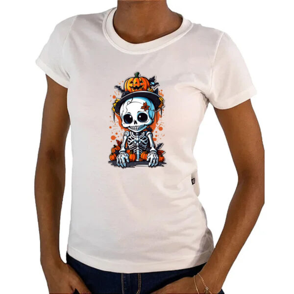 Camiseta Baby Look Cute esqueleto halloween - Imagem 4