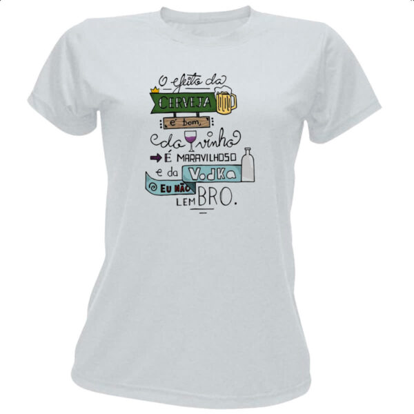 Camiseta Baby Look Efeitos de bebidas