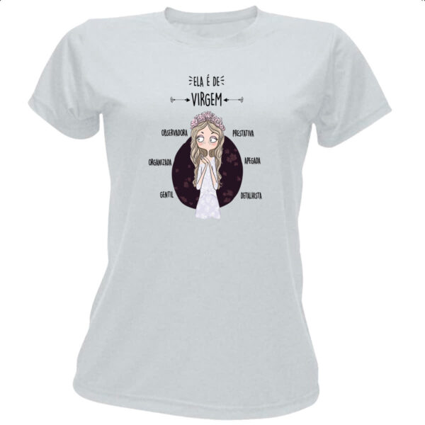 Camiseta Baby Look Ela e de Virgem