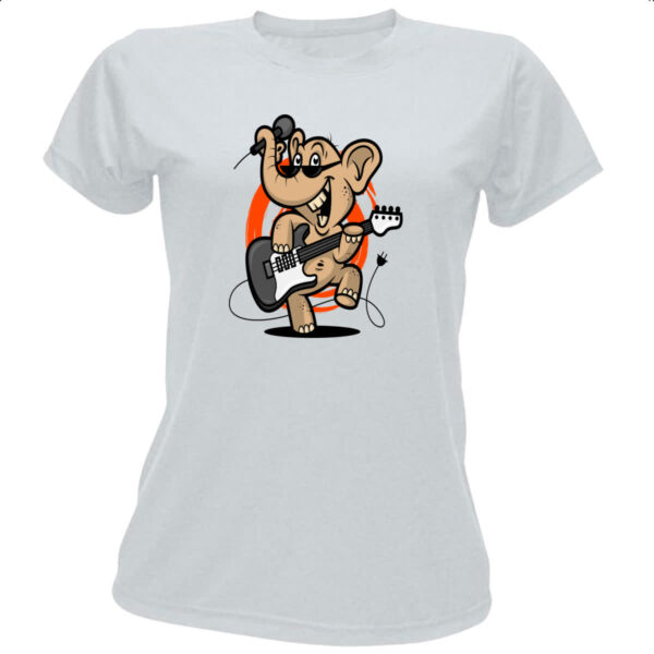 Camiseta Baby Look Elefante Guitarrista