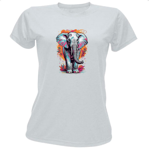 Camiseta Baby Look Elefante arte psicodelica