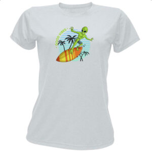 Camiseta Baby Look Alien surfando good vibes