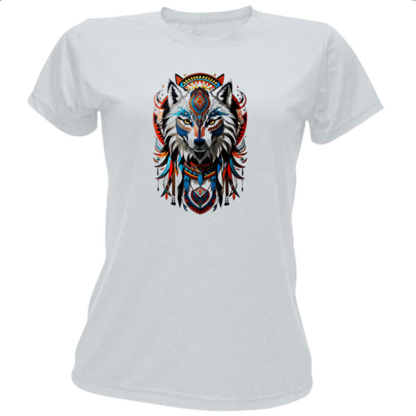 Camiseta Baby Look Espirito lobo tribal americano