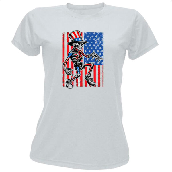 Camiseta Baby Look Esqueleto Estados Unidos Vintage