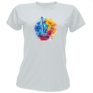 Camiseta Baby Look Estatua liberdade watercolor
