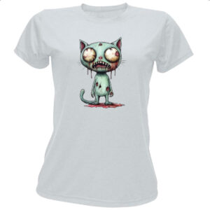 Camiseta Baby Look Zumbi gato