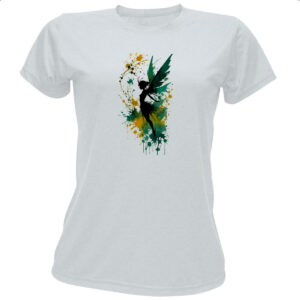 Camiseta Baby Look Fada da floresta silhueta splash