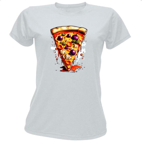 Camiseta Baby Look Fatia de pizza cartoon