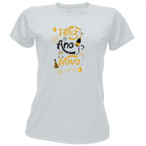 Camiseta Baby Look Feliz ano novo elementos
