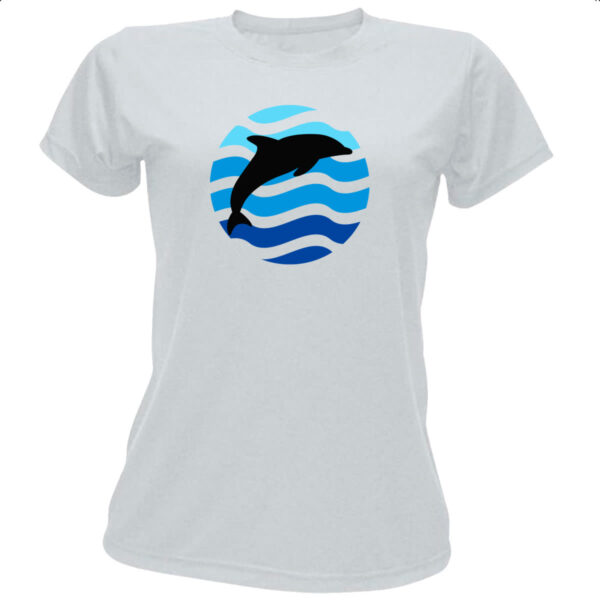 Camiseta Baby Look Animais marinhos Golfinho silhueta sunset