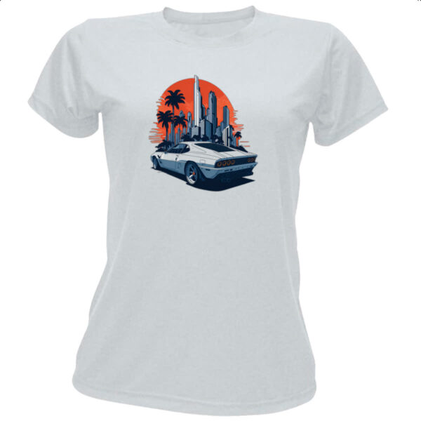 Camiseta Baby Look Ferrari Branca Sunset
