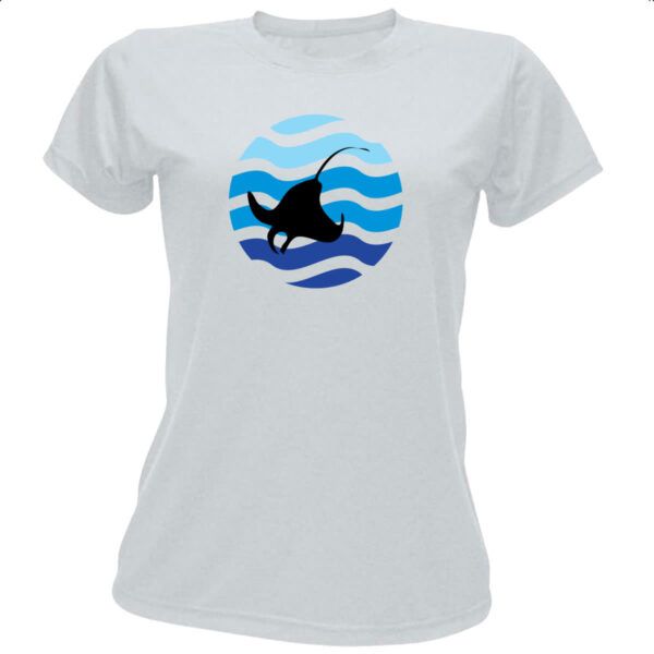 Camiseta Baby Look Animais marinhos arraia silhueta sunset