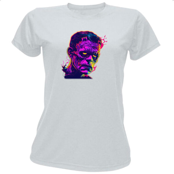Camiseta Baby Look Frankstein Neon Art Face