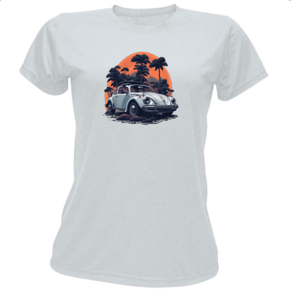 Camiseta Baby Look Fusca Branco Sunset