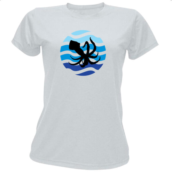 Camiseta Baby Look Animais marinhos lula silhueta sunset