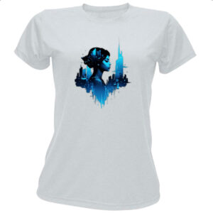 Camiseta Baby Look Garota futurista silhueta