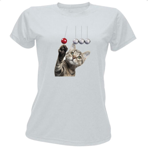 Camiseta Baby Look Gatinho brincando com pendulo