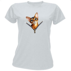Camiseta Baby Look Gato Abyssinian no ziper
