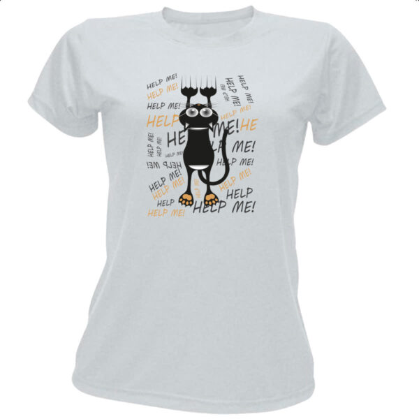 Camiseta Baby Look Gato Cat Help Socorro