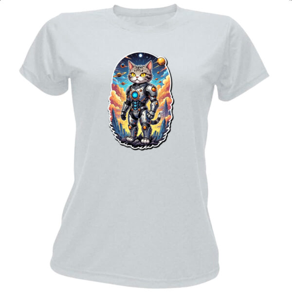 Camiseta Baby Look Gato ciborgue espacial