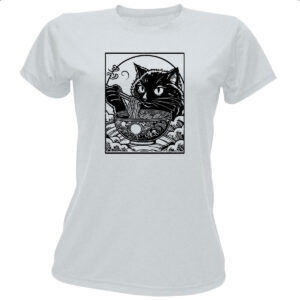 Camiseta Baby Look Gato comendo lamen
