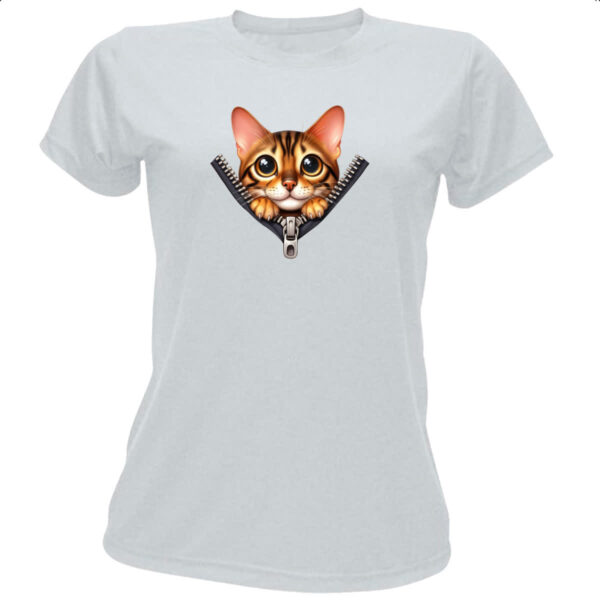 Camiseta Baby Look Gato de bengala no ziper