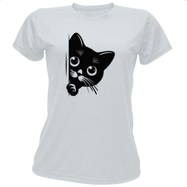 Camiseta Baby Look Gato espiando