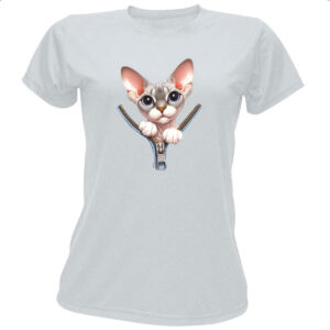 Camiseta Baby Look Gato Sphynx no ziper