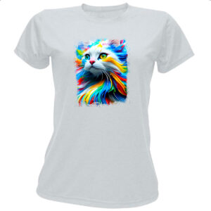 Camiseta Baby Look Gato Splash Art Color