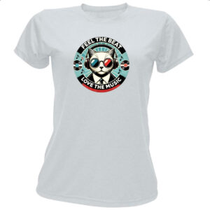 Camiseta Baby Look Gato feel the beet love music