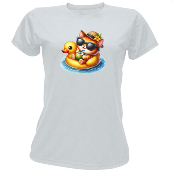 Camiseta Baby Look Gato na boia