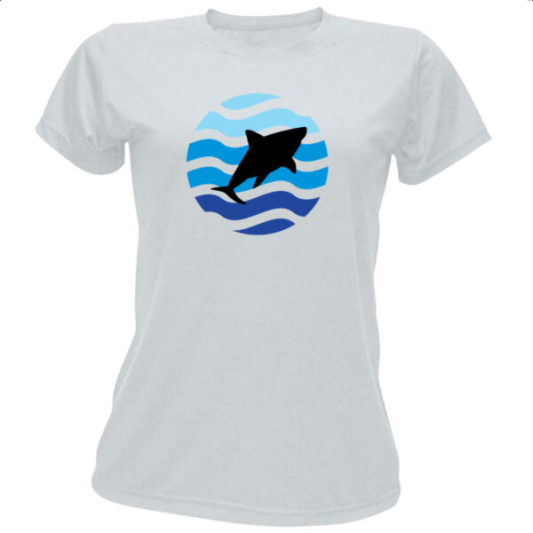 Camiseta Baby Look Animais marinhos tubarao silhueta sunset