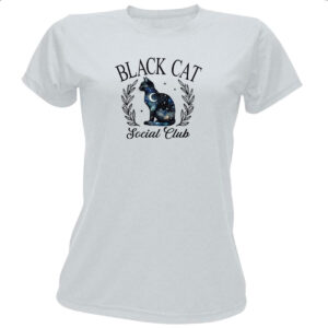 Camiseta Baby Look Gato preto noite social club