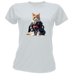 Camiseta Baby Look Gato samurai