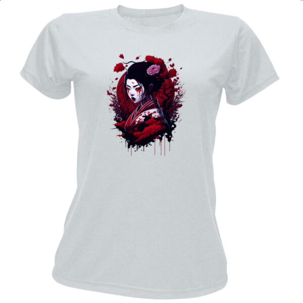 Camiseta Baby Look Geisha dark magic splash