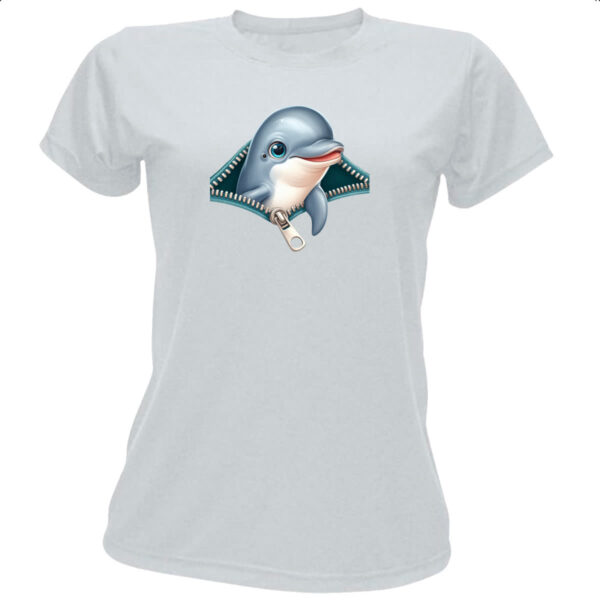 Camiseta Baby Look Golfinho no ziper