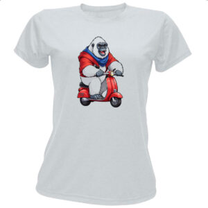 Camiseta Baby Look Gorila albino na scooter