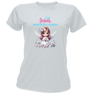 Camiseta Baby Look Anjo com Jesus