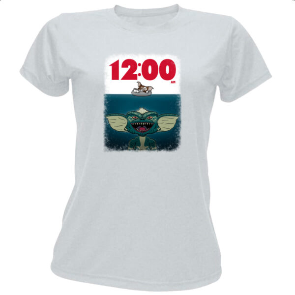 Camiseta Baby Look Gremlins parodia tubarao