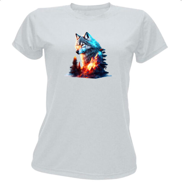 Camiseta Baby Look Lobo brilhante terreno rochoso